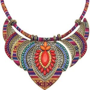 Chunky Collar Beaded Choker Costume Jewelry Multi Color